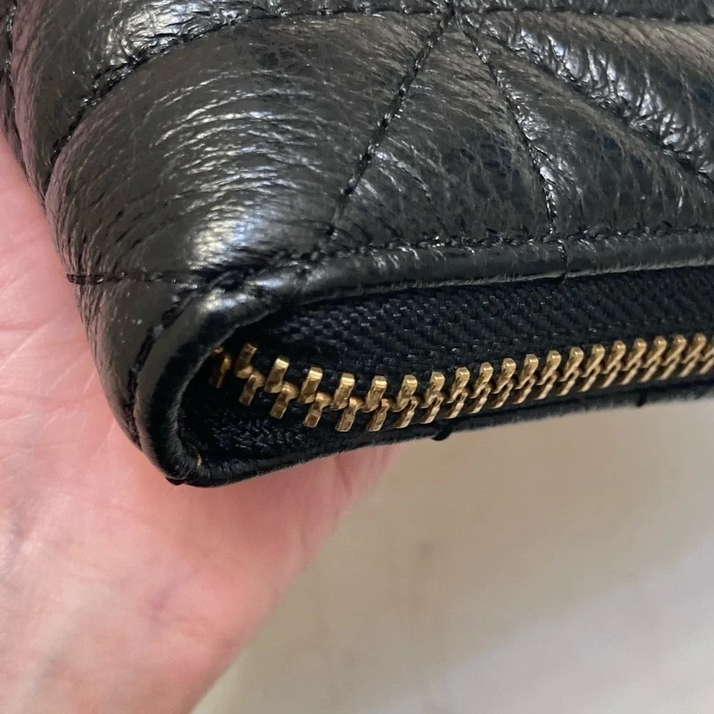 Kate spade quilted black leather Accordion zipper wallet